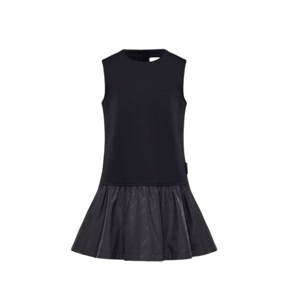 Moncler Girls Sleeveless Logo Abito Black Fit & Flare‎ Dress